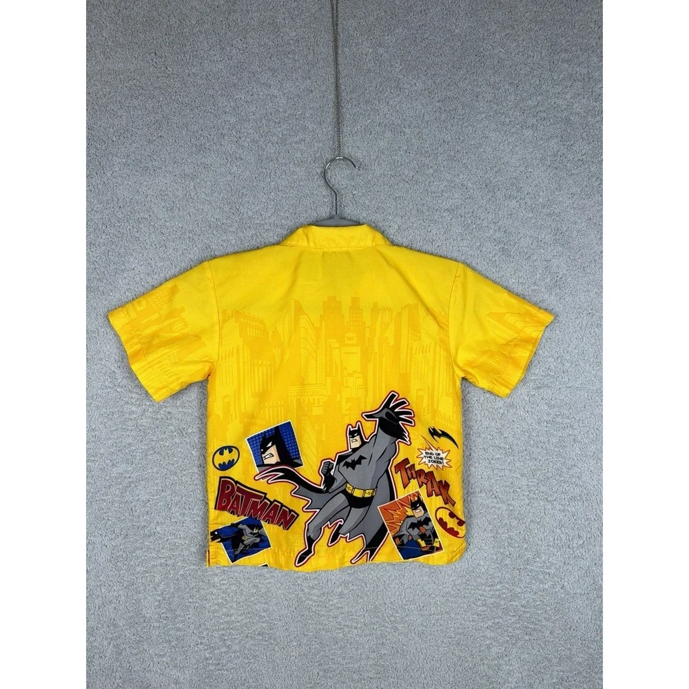 Batman Animated Series Button Up Shirt Boys Size 6 Yellow DC‎ Comics 2005